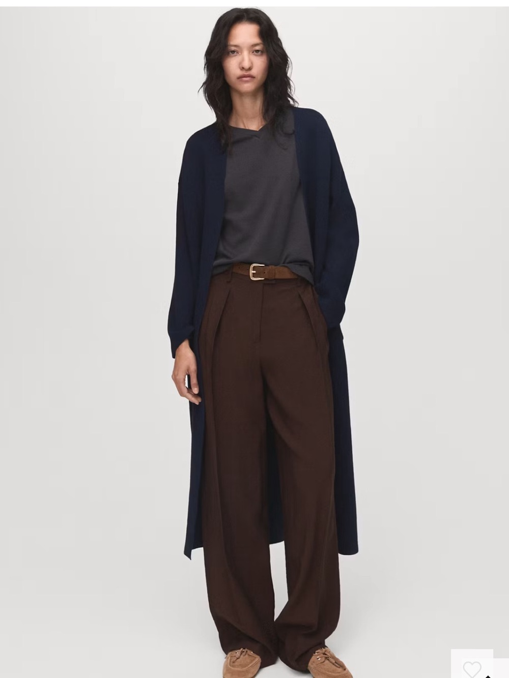 Mango Knitted Long Coat Cardigan in Dark Navy